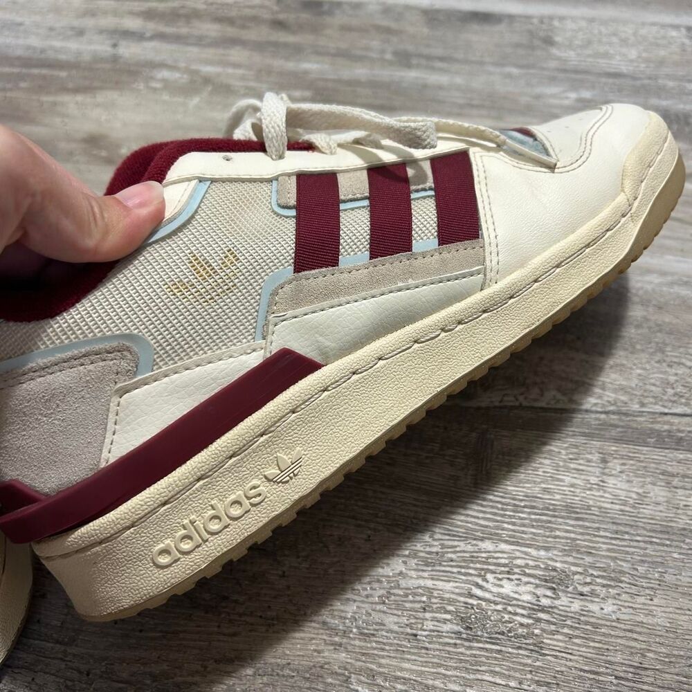 Adidas Men's Forum Exhibit Low 'Off White Burgundy' streetwear skater sneakers - Picture 5 of 7